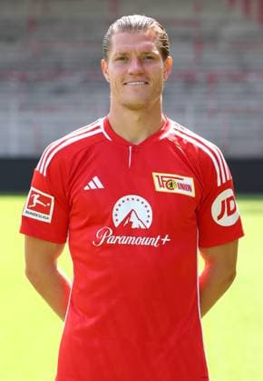 Kevin Behrens; 1.FC Union Berlin FCU 1.BL Bundesliga Porträttermin Saison 2023 2024 Kader, Porträt, Vorstellung, Präsentation, Pressetermin, GER 09.08.23