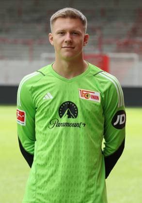 Torwart Yannic Stein; 1.FC Union Berlin FCU 1.BL Bundesliga Porträttermin Saison 2023 2024 Kader, Porträt, Vorstellung, Präsentation, Pressetermin, GER 09.08.23