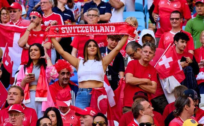 Fans SUI in the group G match SWITZERLAND - CAMEROON 1-0 FIFA World Cup, WM, Weltmeisterschaft, Fussball 2022 QATAR Season 2022 2023, Nov 24, 2022 in Al Janoub Stadium in Doha, Qatar.