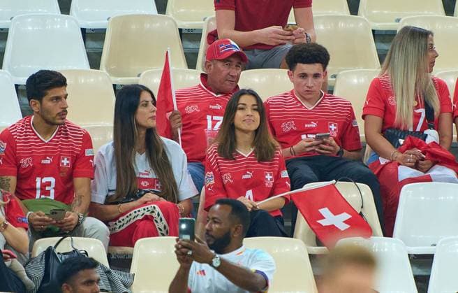 Alexandra (M), girlfriend of Nico ELVEDI, SUI 4 Nicole (L), Freundin von Ricardo RODRIGUEZ, SUI 13, in the round of best 16 match PORTUGAL - SWITZERLAND 6-1 FIFA World Cup, WM, Weltmeisterschaft, Fussball 2022 QATAR Season 2022 2023, Dec 6, 2022 in Stadium Lusail in Doha, Qatar.