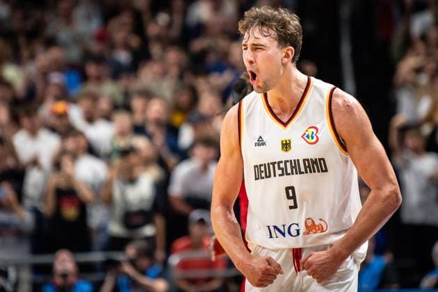 Freundschaftsspiele: Deutschland vs Kanada. Berlin 09.08.2023 Franz Wagner (Deutschland, 9) jubel Freundschaftsspiele: Deutschland vs Kanada, Mercedes Benz Arena, Berlin 09.08.2023 Copyright: xBEAUTIFULxSPORTS LucianoxLimax