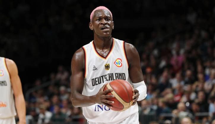 Isaac Bonga (GER) Aktion Oberkörper Basketball DBB Nationalmannschaft Herren Länderspiel Saison 2023 2024 09.08.2023 Deutschland GER vs Kanada CAN
