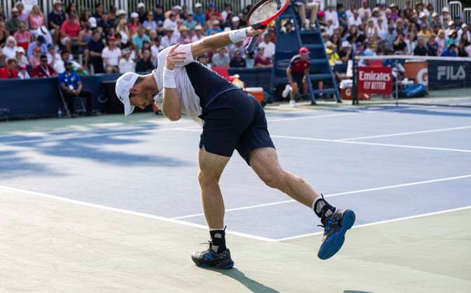 (230810) -- TORONTO, Aug. 10, 2023 -- Andy Murray reacts during the men s singles round of 32 match between Andy Murray of Britain and Max Purcell of Australia at the National Bank Open tennis tournament in Montreal, Canada, on Aug. 9, 2023. (Photo by Xinhua) (SP)CANADA-TORONTO-TENNIS-NATIONAL BANK OPEN-MEN S SINGLES ZouxZheng 