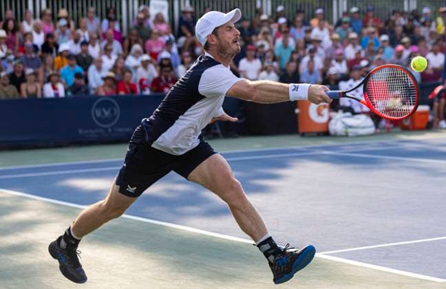 (230810) -- TORONTO, Aug. 10, 2023 -- Andy Murray competes during the men s singles round of 32 match between Andy Murray of Britain and Max Purcell of Australia at the National Bank Open tennis tournament in Montreal, Canada, on Aug. 9, 2023. (Photo by Xinhua) (SP)CANADA-TORONTO-TENNIS-NATIONAL BANK OPEN-MEN S SINGLES ZouxZheng 
