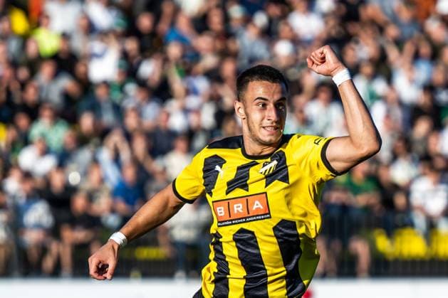 230810 Srdjan Hrstic of Häcken celebrates after 0-1 during the UEFA Europa League qualifying match between Zalgiris Vilnius and Häcken on August 10, 2023 in Vilnius. Photo: Emma Wallskog BILDBYRAN COP 320 EW0236 fotboll football soccer fotball uefa europa league zalgiris vilnius häcken bbeng jubel Copyright: EMMAxWALLSKOG BB230810EW027