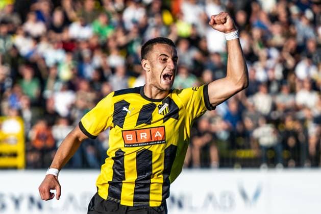230810 Srdjan Hrstic of Häcken celebrates after 0-1 during the UEFA Europa League qualifying match between Zalgiris Vilnius and Häcken on August 10, 2023 in Vilnius. Photo: Emma Wallskog BILDBYRAN COP 320 EW0236 fotboll football soccer fotball uefa europa league zalgiris vilnius häcken bbeng jubel Copyright: EMMAxWALLSKOG BB230810EW029