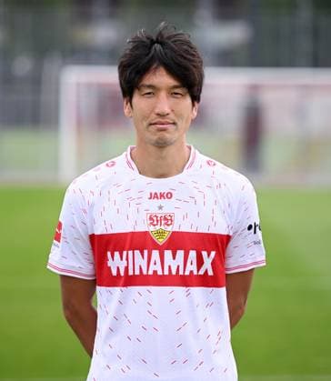 FUSSBALL 1. BUNDESLIGA SAISON 2023 2024 09.08.2023 Fototermin beim VfB Stuttgart auf dem Trainingsgelaende: Genki Haraguchi