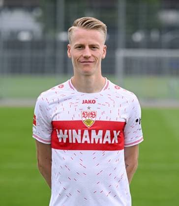 FUSSBALL 1. BUNDESLIGA SAISON 2023 2024 09.08.2023 Fototermin beim VfB Stuttgart auf dem Trainingsgelaende: Chris Fuehrich