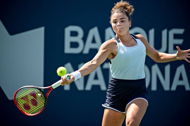 (230811) -- MONTREAL, Aug. 11, 2023 -- Jasmine Paolini of Italy hits a return during the women s singles round of 16 match between Jessica Pegula of the United States and Jasmine Paolini of Italy at the National Bank Open tennis tournament in Montreal, Canada, on Aug. 10, 2023. (Photo by Xinhua) (SP)CANADA-MONTREAL-TENNIS-NATIONAL BANK OPEN-WOMEN S SINGLES AndrewxSoong 