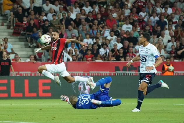 But - GaÃ«tan Laborde (OGC Nice) - Lucas Chevalier (Lille) FOOTBALL : OGC Nice vs Lille - Ligue 1 Uber Eats - Nice - 11 08 2023 NorbertScanella Panoramic 