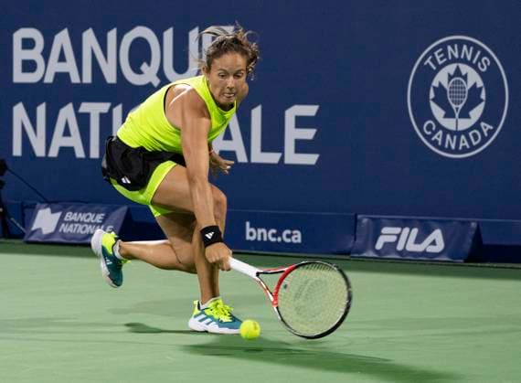 August 11, 2023, MONTREAL, PQ, Canada: Daria Kasatkina of Russia, hits a return to Elena Rybakina of Kazakhstan, during quarterfinal action at the National Bank Open tennis tournament in Montreal, Friday, Aug.11, 2023. Canada News - August 11, 2023 - ZUMAc35_ 20230811_zaf_c35_161 Copyright: xChristinnexMuschix