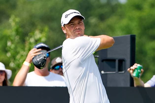 BEDMINSTER, NJ - AUGUST 11: Martin Kaymer of Cleeks GC tees off at the 9th tee during LIV Golf Bedminster- round 1 on August 11, 2023 at Trump National Golf Club in Bedminster, New Jersey. (Photo by Rich Graessle Icon Sportswire) GOLF: AUG 11 LIV Golf Bedminster EDITORIAL USE ONLY Icon23081122360