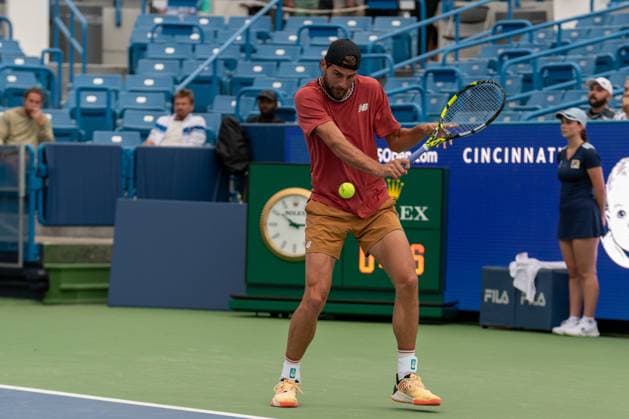 Qualifying Rounds: Western & Southern Open Maxime Cressy is seenduring a qualifying round match of the Western & Southern Open at the Lindner Family Tennis Center in Mason, Ohio. Saturday, August 12, 2023. Mason, OHIO Ohio United States  Copyright: xJasonxWhitmanx originalFilename:whitman-qualifyi230812_np9xT.jpg