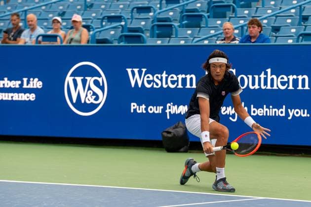 Qualifying Rounds: Western & Southern Open Zhizhen Zhang is seen during a qualifying round match of the Western & Southern Open at the Lindner Family Tennis Center in Mason, Ohio. Saturday, August 12, 2023. Mason, OHIO Ohio United States  Copyright: xJasonxWhitmanx originalFilename:whitman-qualifyi230812_npkTb.jpg