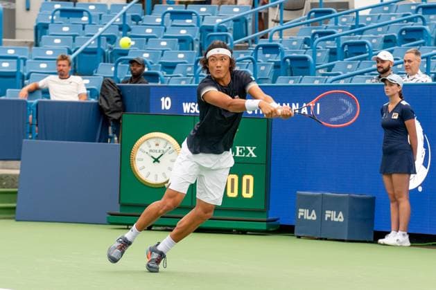 Qualifying Rounds: Western & Southern Open Zhizhen Zhang is seen during a qualifying round match of the Western & Southern Open at the Lindner Family Tennis Center in Mason, Ohio. Saturday, August 12, 2023. Mason, OHIO Ohio United States  Copyright: xJasonxWhitmanx originalFilename:whitman-qualifyi230812_npY8O.jpg
