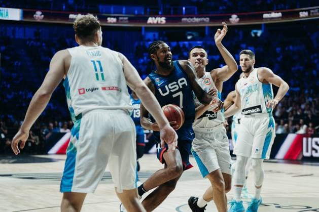 USA V Slovenia - Torneo Ciudad De Malaga. Brandom Ingram of USA Team in action during the Torneo Ciudad de Malaga, basketball match played between USA and Slovenia on August 12, 2023, in Malaga, Spain. Malaga Spain  Copyright: xJonxImanolxReinox originalFilename:reinorenon-usavslov230812_nph4p.jpg