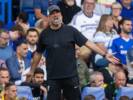 Sport Themen der Woche KW32 Football - FA Premier League - Chelsea FC v Liverpool FC LONDON, ENGLAND - Sunday, August 13, 2023: Liverpool s manager Jürgen Klopp during the FA Premier League match between Chelsea FC and Liverpool FC at Stamford Bridge. LONDON Stamford Bridge GREATER LONDON ENGLAND  Copyright: xDavidxRawcliffex P2023-08-13-Chelsea_Liverpool-104