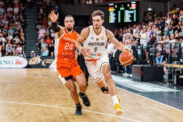 Dillon Brooks (Kanada, 24), Franz Wagner (Deutschland, 09) Deutschland vs. Kanada, Basketball, DBB Supercup, Finale, 13.08.2023 Deutschland vs. Kanada, Basketball, DBB Supercup, Finale, 13.08.2023 Hamburg Copyright: xEibner-Pressefoto MarcelxvonxFehrnx EP_MFN