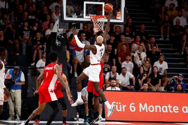 13.08.2023, Deutscher Basketball Bund, Supercup 2023, Hamburg, edel-optics.de Arena, Finale, Deutschland - Kanada, Isaac Bonga (GER, No0) Hamburg edel-optics.de Arena Hamburg Germany