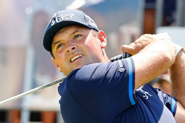 BEDMINSTER, NJ - AUGUST 13: Patrick Reed of 4Aces GC tees off at the first tee during the final round of LIV Golf Bedminster on August 13, 2023 at Trump National Golf Club in Bedminster, New Jersey. (Photo by Rich Graessle Icon Sportswire) GOLF: AUG 13 LIV Golf Bedminster EDITORIAL USE ONLY Icon23081322554