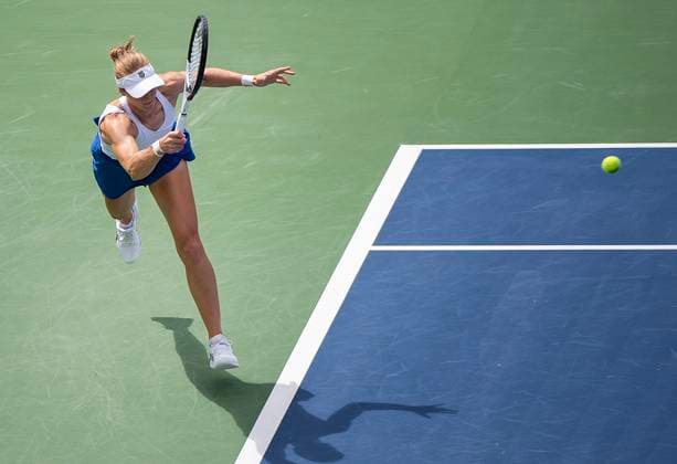 August 13, 2023, Montreal, PQ, Canada: Liudmila Samsonova from Russia plays a return to Elena Rybakina from Kazakhstan during semifinal action at the National Bank Open tennis tournament in Montreal, Sunday, Aug. 13, 2023. Liudmila Samsonova, Elena Rybakina,  - ZUMAc35_ 20230813_zaf_c35_020 Copyright: xGrahamxHughesx