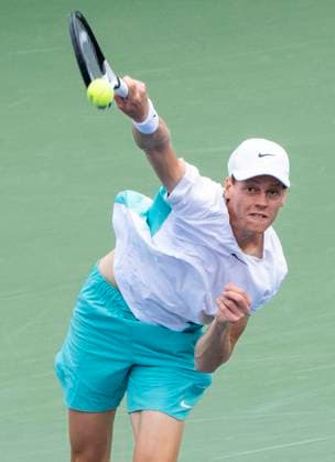 (230814) --TORONTO, Aug. 14, 2023 -- Jannik Sinner of Italy serves during the men s singles final match between Jannik Sinner of Italy and Alex De Minaur of Australia at the 2023 National Bank Open in Toronto, Canada, on Aug. 13, 2023. (Photo by Xinhua) (SP)CANADA-TORONTO-TENNIS-NATIONAL BANK OPEN-MEN S SINGLES FINAL ZouxZheng 