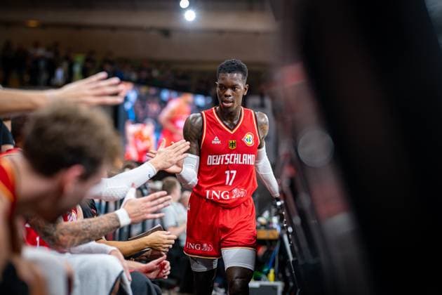 Basketball Hamburg 12.08.2023 DBB Nationalmannschaft der Männer Länderspiel Testspiel Supercup Deutschland (GER) - China (CHN) Dennis Schröder Schroeder (Deutschland, No.17) Schröder Schroder