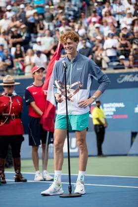 ATP, Tennis Herren Masters 1000 National Bank Open TORONTO, OT - 13.08.2023: ATP MASTERS 1000 NATIONAL BANK OPEN - Italian Jannik Sinner faces Australian Alex de Minaur in the final of the National Bank Open ATP Masters 1000 tennis tournament held at York University in Toronto, Canada. (Photo: Pedro Paulo Ferreira Fotoarena) x2417774x  PedroxPauloxFerreira