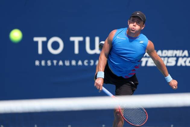KOZERKI 14.08.2023 TURNIEJ ATP, Tennis Herren 100 LOTTO KOZERKI OPEN --- TENNIS ATP CHALLENGER TOUR 100 RUBIN STATHAM FOT. PIOTR KUCZA FOTOPYK NEWSPIX.PL --- Newspix.pl  230814PYK0035