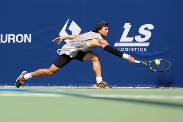 KOZERKI 14.08.2023 TURNIEJ ATP, Tennis Herren 100 LOTTO KOZERKI OPEN --- TENNIS ATP CHALLENGER TOUR 100 AKIRA SANTILLAN FOT. PIOTR KUCZA FOTOPYK NEWSPIX.PL --- Newspix.pl  230814PYK0072