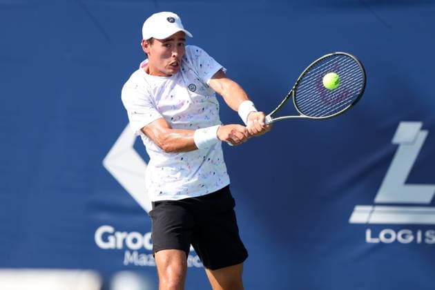 KOZERKI 14.08.2023 TURNIEJ ATP, Tennis Herren 100 LOTTO KOZERKI OPEN --- TENNIS ATP CHALLENGER TOUR 100 CHARLES BROOM FOT. PIOTR KUCZA FOTOPYK NEWSPIX.PL --- Newspix.pl  230814PYK0192