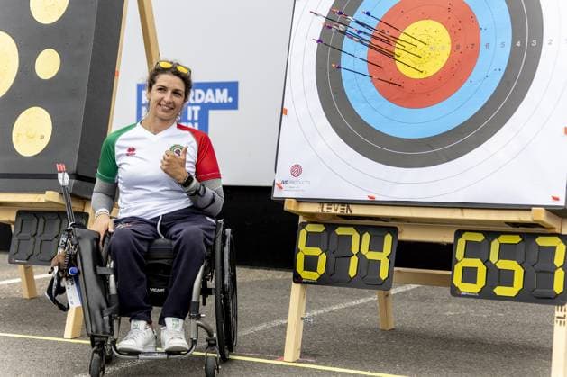 Sport Themen der Woche KW33 Sport Bilder des Tages ROTTERDAM, 15-08-2023, European Para Championships Rotterdam, World Record by Mijno Elisabetta at Para Archery. Mijno Elisabetta at Para Archery  x21956839x Copyright: