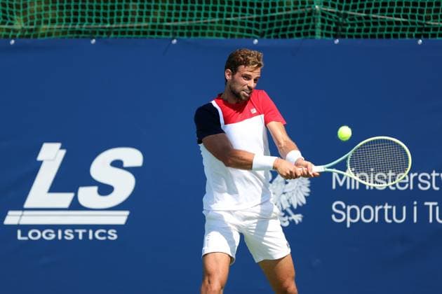 KOZERKI 15.08.2023 TURNIEJ ATP, Tennis Herren 100 LOTTO KOZERKI OPEN --- TENNIS ATP CHALLENGER TOUR 100 STEFANO NAPOLITANO FOT. PIOTR KUCZA FOTOPYK NEWSPIX.PL --- Newspix.pl POLAND OUT!  230815PYK0016