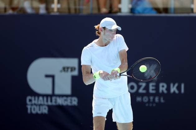 KOZERKI 15.08.2023 TURNIEJ ATP, Tennis Herren 100 LOTTO KOZERKI OPEN --- TENNIS ATP CHALLENGER TOUR 100 STEFANOS SAKELLARIDIS FOT. PIOTR KUCZA FOTOPYK NEWSPIX.PL --- Newspix.pl POLAND OUT!  230815PYK0042
