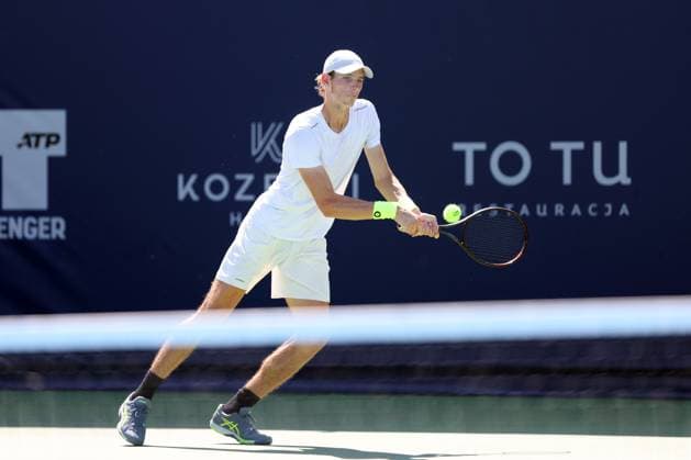 KOZERKI 15.08.2023 TURNIEJ ATP, Tennis Herren 100 LOTTO KOZERKI OPEN --- TENNIS ATP CHALLENGER TOUR 100 STEFANOS SAKELLARIDIS FOT. PIOTR KUCZA FOTOPYK NEWSPIX.PL --- Newspix.pl POLAND OUT!  230815PYK0044