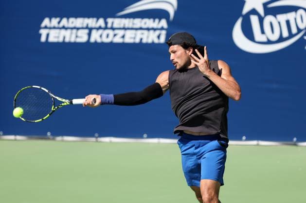 KOZERKI 15.08.2023 TURNIEJ ATP, Tennis Herren 100 LOTTO KOZERKI OPEN --- TENNIS ATP CHALLENGER TOUR 100 AKIRA SANTILLAN FOT. PIOTR KUCZA FOTOPYK NEWSPIX.PL --- Newspix.pl  230815PYK0095