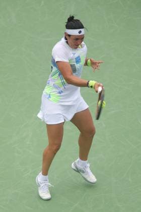 August 15, 2023, Mason, OH, USA: Western and Southern Open Tennis, Mason, OH - Ons Jabeur plays the ball against opponent Anhalina Kalinina in the Western and Southern Open tennis tournament. August 15, 2023 - ZUMA Press Mason USA - ZUMAn24_ 20230815_zaf_n24_060 Copyright: xWallyxNellx