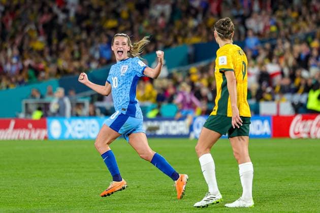 Bilder des Jahres 2023, Sport 08 August Sport Themen der Woche KW33 Australia Women v England Women 2023 FIFA Women™s World Cup 16 08 2023. Semi Final Goal 0-1 Ella Toone (10) of England scores a goal and celebrates during the 2023 FIFA Women™s World Cup semi-final match between Australia Women and England Women at Stadium Australia, Sydney, Australia on 16 August 2023. Editorial use only , Copyright: xNigelxKeenex PSI-17847-0022