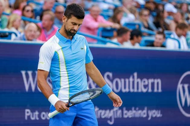 August 16, 2023, Mason, Ohio, USA: Novak Djokovic (SRB) checks his racket during WednesdayÃ¢â‚¬â ¢s round of the Western and Southern Open at the Lindner Family Tennis Center, Mason, Oh. Mason USA - ZUMAs304 20230816_zaf_s304_188 Copyright: xScottxStuartx
