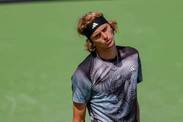 August 17, 2023, Mason, Ohio, USA: Alexander Zverev (GER) reacts to a shot during ThursdayÃ¢â‚¬â ¢s round of the Western and Southern Open at the Lindner Family Tennis Center, Mason, Oh. Mason USA - ZUMAs304 20230817_zaf_s304_003 Copyright: xScottxStuartx