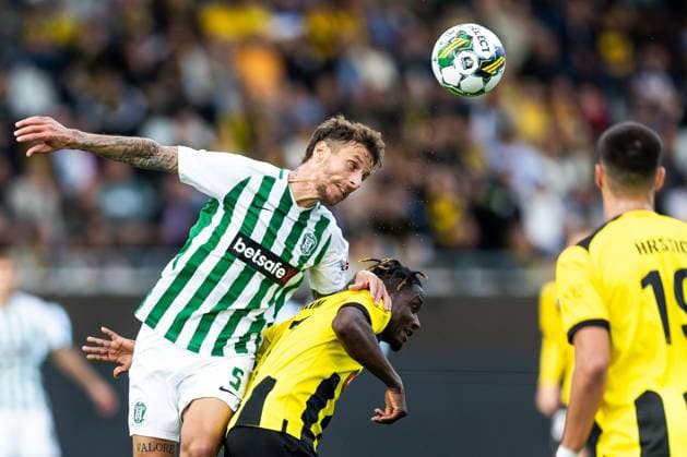 230817 Nicolas Gorobsov of Zalgiris Vilnius and Ibrahim Sadiq of Häcken during the UEFA Europa League qualification match between BK Häcken and Zalgiris Vilnius on August 17, 2023 in Göteborg. Photo: Michael Erichsen BILDBYRAN COP 89 MI0522 fotboll football soccer fotball uefa europa league kval qualifying round qualification bk häcken zalgiris vilnius bbeng Copyright: MICHAELxERICHSEN BB230817MI021