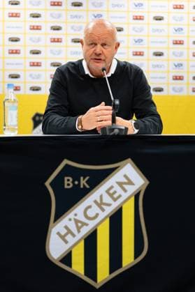 230817 Head coach Per-Mathias Hogmo of Häcken during the press conference, PK, Pressekonferenz after the UEFA Europa League qualification match between BK Häcken and Zalgiris Vilnius on August 17, 2023 in Göteborg. Photo: Michael Erichsen BILDBYRAN COP 89 MI0522 bbeng bk häcken football fotball fotboll kval qualification qualifying round soccer uefa europa league zalgiris vilnius Copyright: MICHAELxERICHSEN BB230817MI088