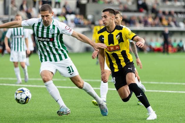 230817 Stipe Vucur of Zalgiris Vilnius and Srdan Hrstic of Häcken during the UEFA Europa League qualification match between BK Häcken and Zalgiris Vilnius on August 17, 2023 in Göteborg. Photo: Michael Erichsen BILDBYRAN COP 89 MI0522 bbeng bk häcken football fotball fotboll kval qualification qualifying round soccer uefa europa league zalgiris vilnius Copyright: MICHAELxERICHSEN BB230817MI101