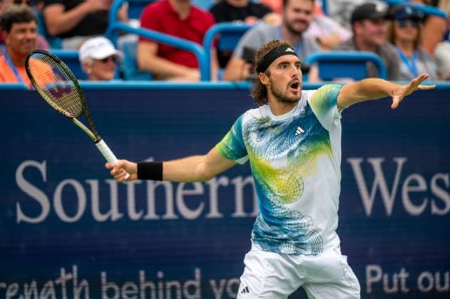 Round Of 16 Matches: Western & Southern Open Stefanos Tsitsipas is seen during his round of 16 match with Hubert Hurkacz at the Western & Southern Open at the Lindner Family Tennis Center on Thursday, August 17, 2023 in Cincinnati, Ohio. Cincinnati, OH Ohio United States  Copyright: xJasonxWhitmanx originalFilename:whitman-westerns230817_npnPZ.jpg