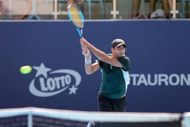 KOZERKI 18.08.2023 TURNIEJ ATP, Tennis Herren 100 LOTTO KOZERKI OPEN --- TENNIS ATP CHALLENGER TOUR 100 BENJAMIN HASSAN FOT. PIOTR KUCZA FOTOPYK NEWSPIX.PL --- Newspix.pl  230818PYK0008