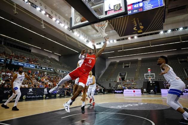 August 18, 2023, GRANADA, GRANADA, SPAIN: RJ Barret of Canada in action during City of Granada Tournament for the Centenary of the FEB, basketball match played between Canada and Dominican Republic at Palacio de Deportes on August 17, 2023, in Granada, Spain. GRANADA SPAIN - ZUMAa181 20230818_zaa_a181_060 Copyright: xAlexxCamarax