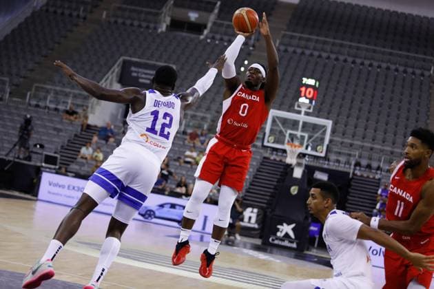August 18, 2023, GRANADA, GRANADA, SPAIN: Luguentz Dort of Canada in action during City of Granada Tournament for the Centenary of the FEB, basketball match played between Canada and Dominican Republic at Palacio de Deportes on August 17, 2023, in Granada, Spain. GRANADA SPAIN - ZUMAa181 20230818_zaa_a181_059 Copyright: xAlexxCamarax