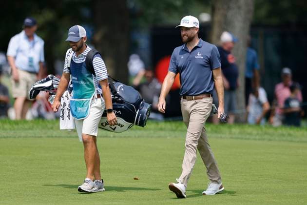 OLYMPIA FIELDS, IL - AUGUST 18: Chris Kirk of the United States walks up the fairway at the 18th hole during the second round of the BMW Championship at Olympia Fields Country Club on August 18, 2023 in Olympia Fields, Illinois. (Photo by Joe Robbins Icon Sportswire) GOLF: AUG 18 PGA, Golf Herren - BMW Championship EDITORIAL USE ONLY Icon5732308180612