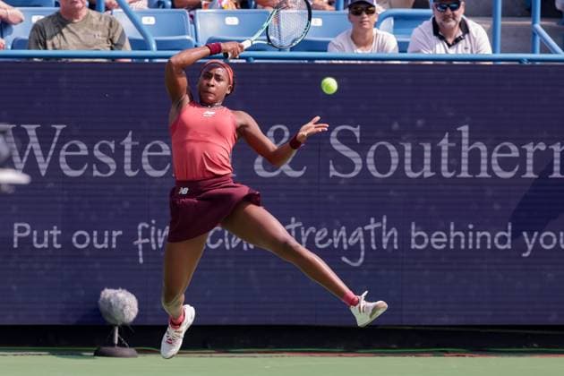 August 19, 2023, Mason, Ohio, USA: Coco Gauff (USA) hits a forehand shot during SaturdayÃ¢â‚¬â ¢s round of the Western and Southern Open at the Lindner Family Tennis Center, Mason, Oh. Mason USA - ZUMAs304 20230819_zaf_s304_004 Copyright: xScottxStuartx