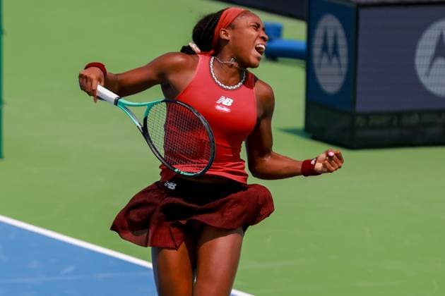 August 19, 2023, Mason, Ohio, USA: Coco Gauff (USA) celebrates her semifinal win at SaturdayÃ¢â‚¬â ¢s round of the Western and Southern Open at the Lindner Family Tennis Center, Mason, Oh. Mason USA - ZUMAs304 20230819_zaf_s304_067 Copyright: xScottxStuartx
